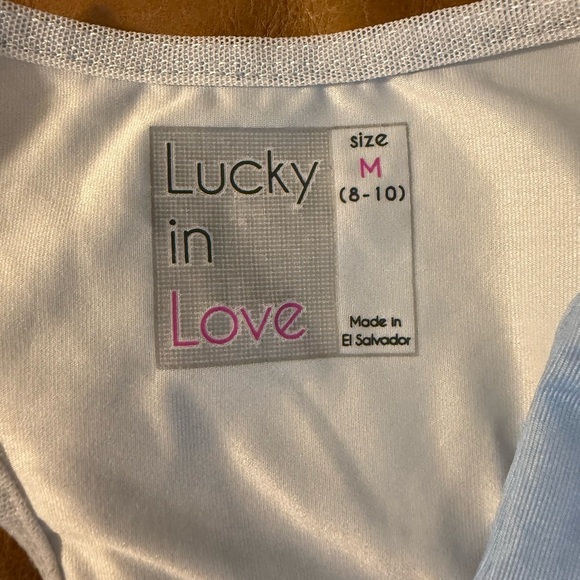 Lucky in Love Light Blue Cloud Crisscross Athletjc Tank Top - Picture 6 of 7